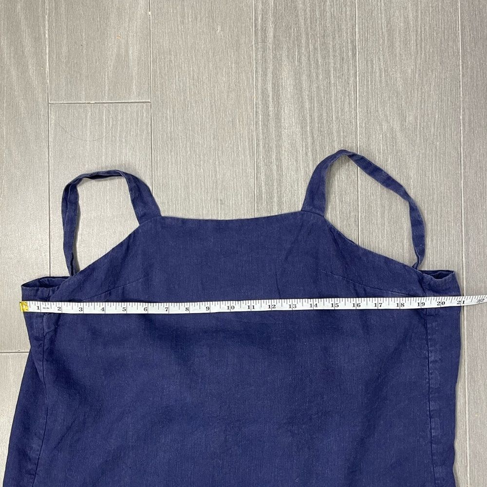 Hoodlamb Lagenlook High Low Minimalist Hemp Dress Adjustable Strap Tie Navy L - Picture 10 of 12